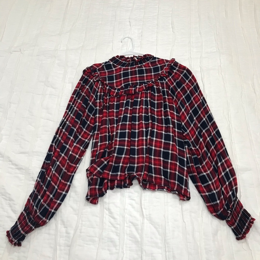 Charlie Ruffle Plaid Top - Picture 3 of 3